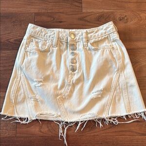 Free People Cream Denim Skirt